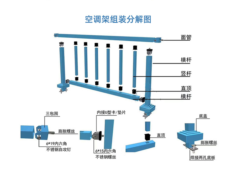 空調(diào)護(hù)欄結(jié)構(gòu)部件及配件組成 空調(diào)護(hù)欄結(jié)構(gòu)部件及配件組成